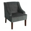 HomePop Traditional Wood and Velvet Swoop Arm Accent Chair in Dark Gray