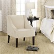 HomePop Traditional Wood and Velvet Swoop Arm Accent Chair in Cream