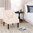 HomePop Traditional Wood and Velvet Swoop Arm Accent Chair in Cream