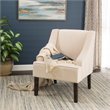 HomePop Traditional Wood and Velvet Swoop Arm Accent Chair in Cream