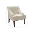 HomePop Traditional Wood and Velvet Swoop Arm Accent Chair in Cream