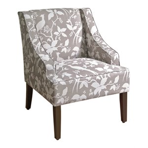 homepop traditional wood and fabric swoop arm accent chair