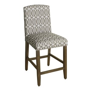 HomePop Finley 24&quot Wood and Fabric Counter Height Barstool w/ Curved Top in Gray