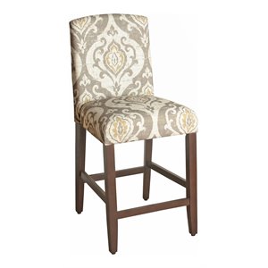 HomePop Suri 24&quot Wood and Fabric Counter Height Barstool w/ Curved Top in Brown