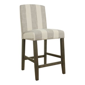 HomePop 24&quot Traditional Wood and Fabric Barstool with Curved Back in Gray