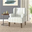 HomePop Emerson Wood & Fabric Stripe Pattern Accent Arm Chair in Teal Blue