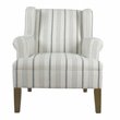 HomePop Emerson Wood & Fabric Stripe Pattern Accent Arm Chair in Teal Blue