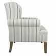HomePop Emerson Wood & Fabric Stripe Pattern Accent Arm Chair in Teal Blue