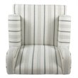 HomePop Emerson Wood & Fabric Stripe Pattern Accent Arm Chair in Teal Blue