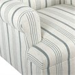 HomePop Emerson Wood & Fabric Stripe Pattern Accent Arm Chair in Teal Blue