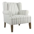 HomePop Emerson Wood & Fabric Stripe Pattern Accent Arm Chair in Teal Blue