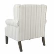 HomePop Emerson Wood & Fabric Stripe Pattern Accent Chair w/ Rolled Arm in Gray