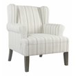 HomePop Emerson Wood & Fabric Stripe Pattern Accent Chair w/ Rolled Arm in Gray