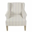 HomePop Emerson Wood & Fabric Stripe Pattern Wingback Accent Chair in White/Blue