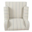HomePop Emerson Wood & Fabric Stripe Pattern Wingback Accent Chair in White/Blue