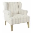 HomePop Emerson Wood & Fabric Stripe Pattern Wingback Accent Chair in White/Blue