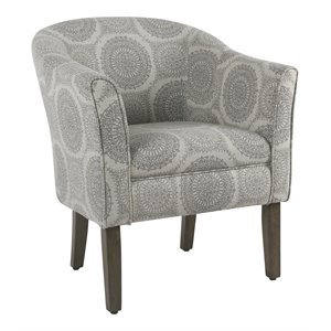 homepop transitional wood and fabric barrel accent chair