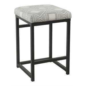 HomePop 24&quot Metal and Fabric Geometric Counter Stool with Open Back in Charcoal
