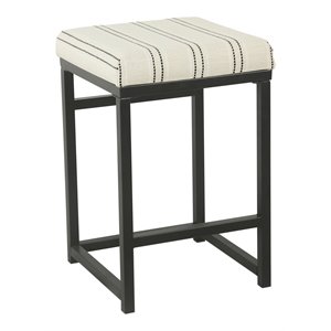 HomePop 24&quot Modern Metal and Fabric Counter Stool with Open Back in Black/White