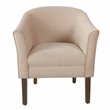 HomePop Transitional Wood and Velvet Barrel Accent Chair in Blush Pink