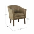 HomePop Transitional Wood and Faux Leather Barrel Accent Chair in Brown