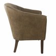 HomePop Transitional Wood and Faux Leather Barrel Accent Chair in Brown