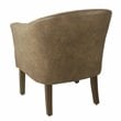 HomePop Transitional Wood and Faux Leather Barrel Accent Chair in Brown