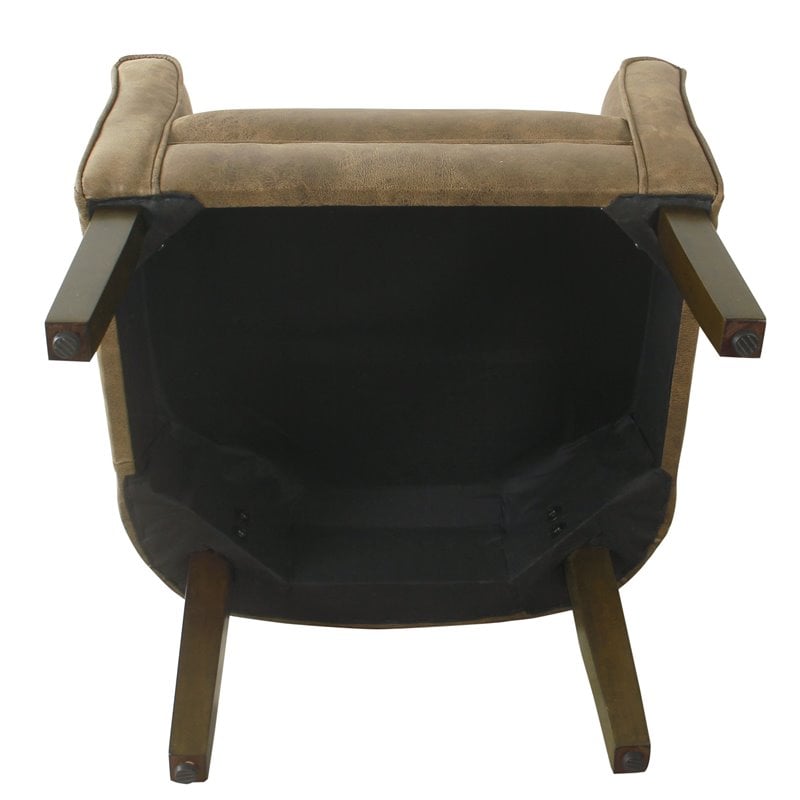HomePop Transitional Wood and Faux Leather Barrel Accent Chair in Brown