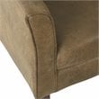 HomePop Transitional Wood and Faux Leather Barrel Accent Chair in Brown