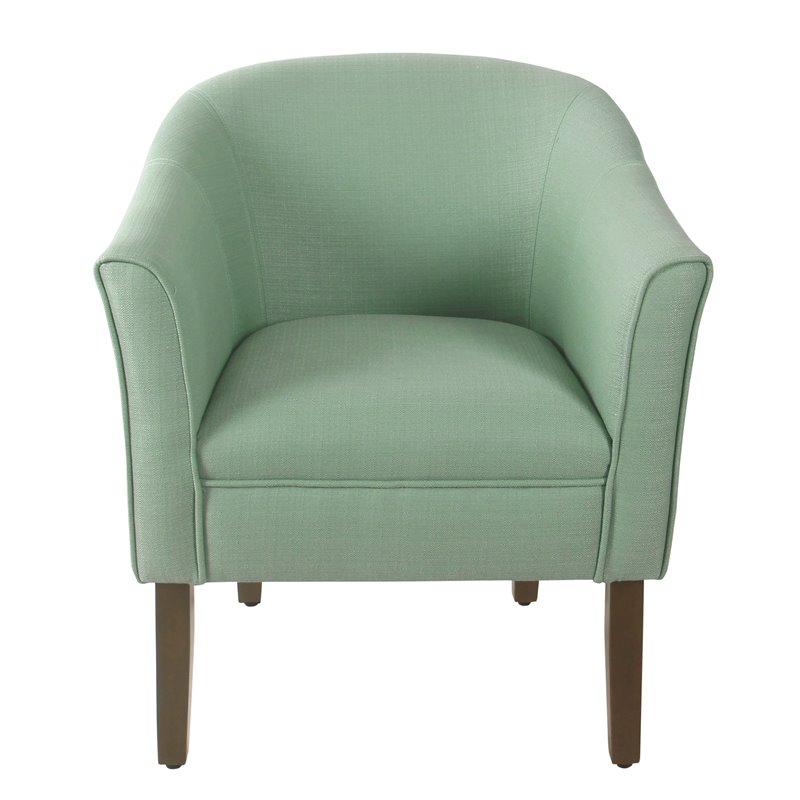 HomePop Transitional Wood and Fabric Barrel Accent Chair in Textured Aqua Blue