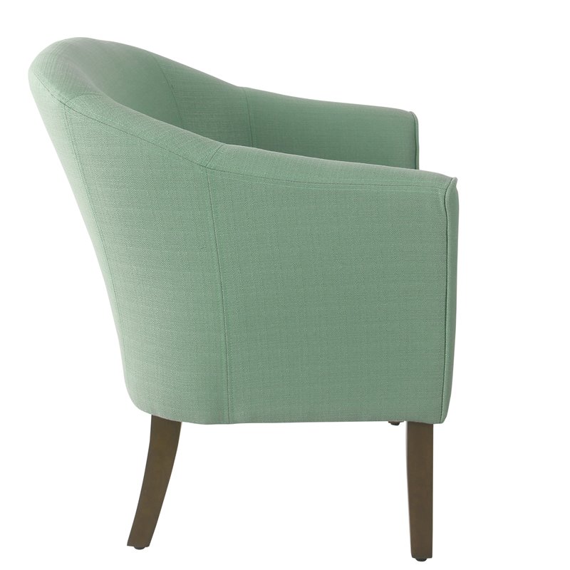 HomePop Transitional Wood and Fabric Barrel Accent Chair in Textured Aqua Blue