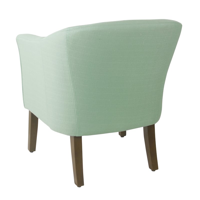 HomePop Transitional Wood and Fabric Barrel Accent Chair in Textured Aqua Blue
