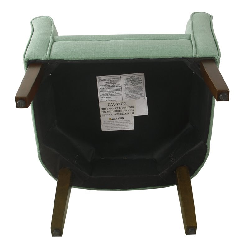 HomePop Transitional Wood and Fabric Barrel Accent Chair in Textured Aqua Blue