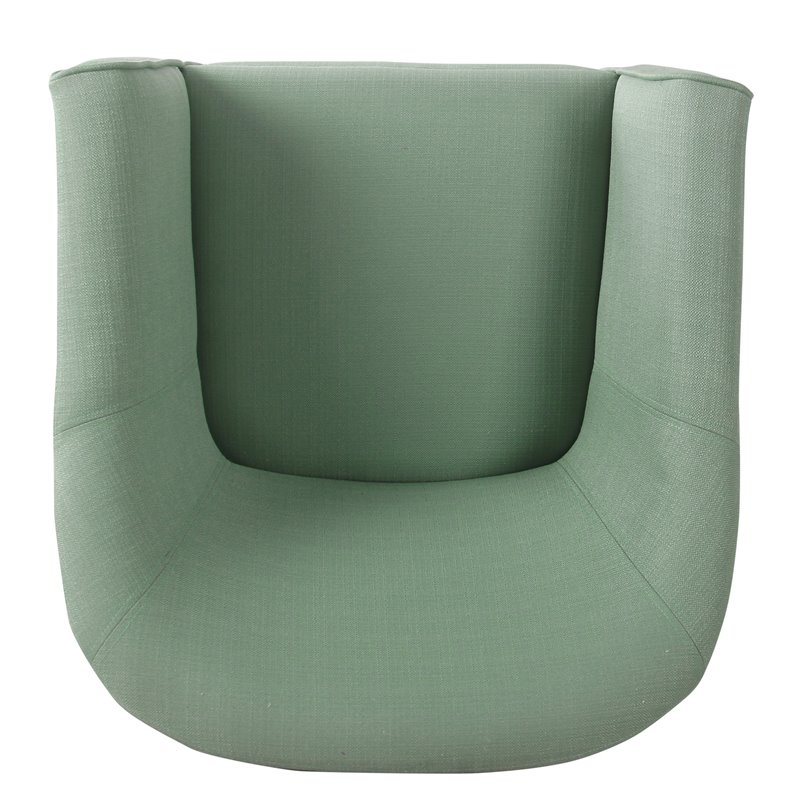 HomePop Transitional Wood and Fabric Barrel Accent Chair in Textured Aqua Blue