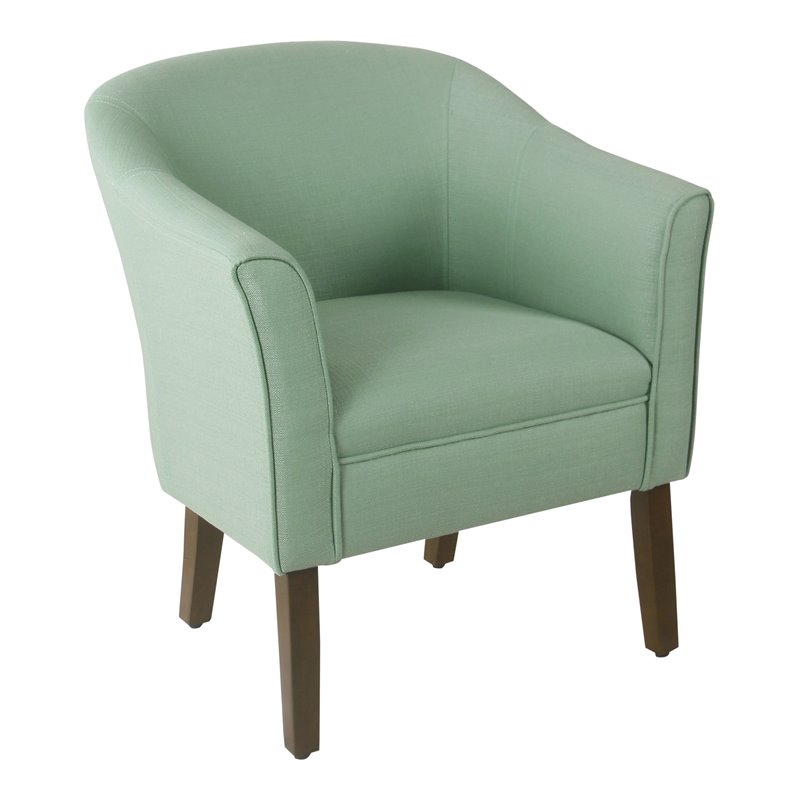 HomePop Transitional Wood and Fabric Barrel Accent Chair in Textured Aqua Blue