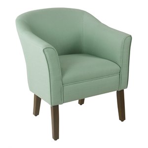HomePop Transitional Wood and Fabric Barrel Accent Chair in Textured Aqua Blue