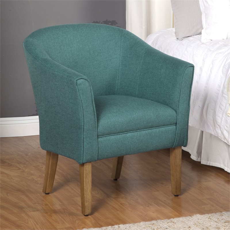HomePop Wood and Fabric Chunky Textured Accent Chair in Blue