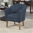HomePop Wood and Fabric Chunky Textured Accent Chair in Dark Blue