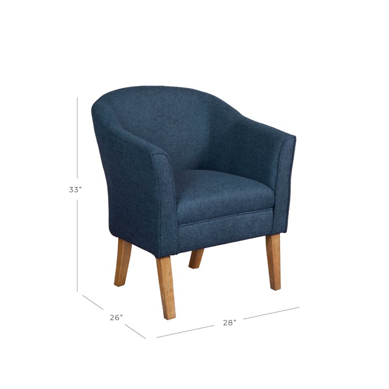 HomePop Wood and Fabric Chunky Textured Accent Chair in Dark Blue