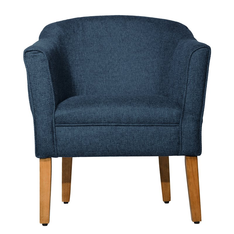 HomePop Wood and Fabric Chunky Textured Accent Chair in Dark Blue