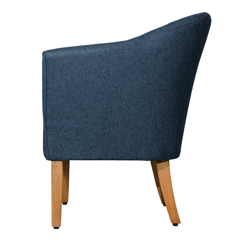 HomePop Wood and Fabric Chunky Textured Accent Chair in Dark Blue