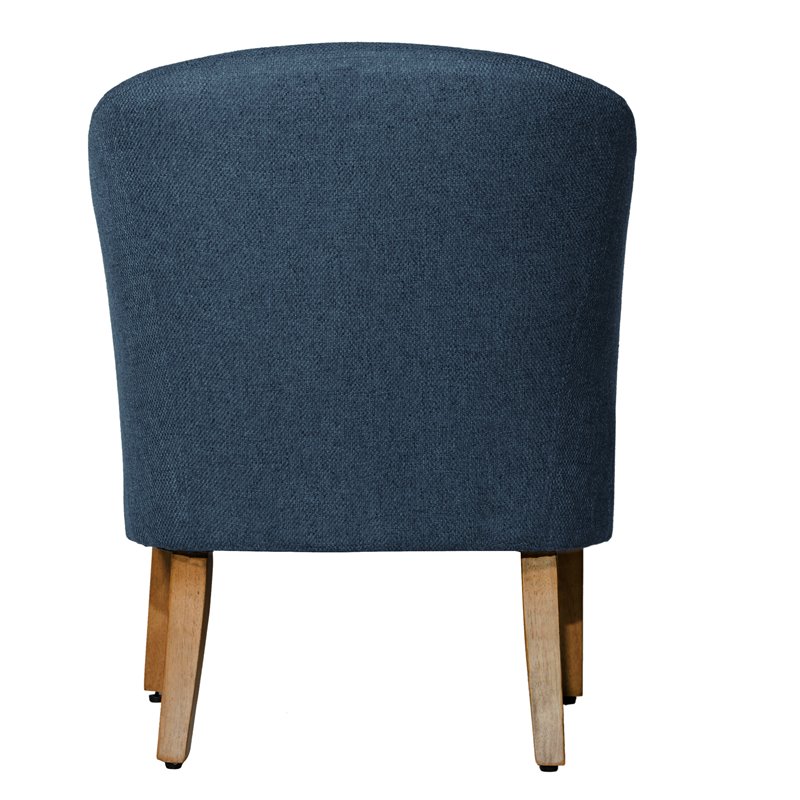 HomePop Wood and Fabric Chunky Textured Accent Chair in Dark Blue