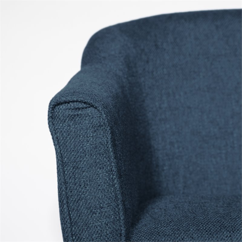 HomePop Wood and Fabric Chunky Textured Accent Chair in Dark Blue