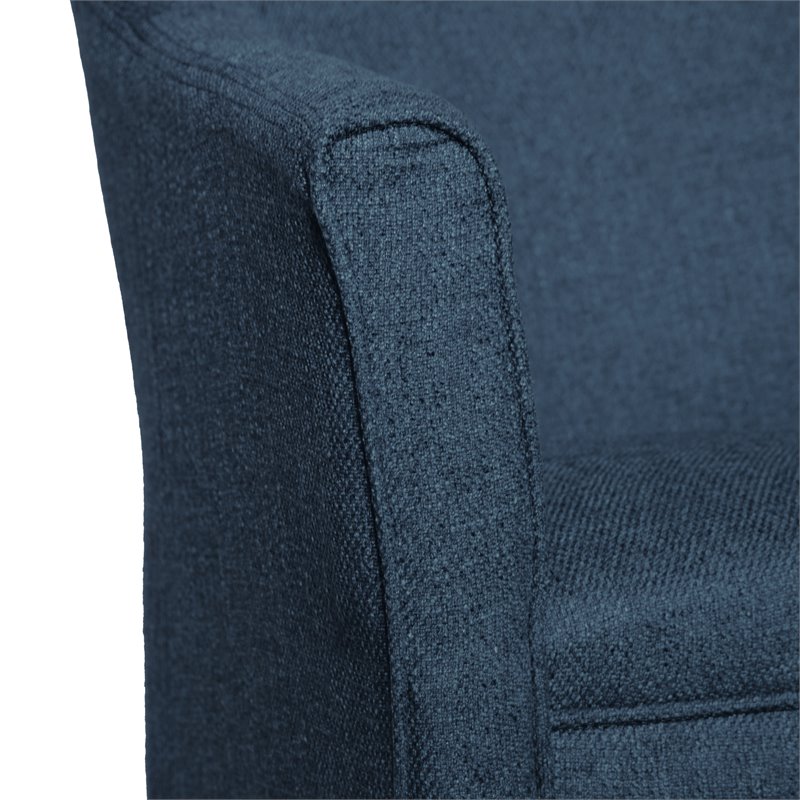 HomePop Wood and Fabric Chunky Textured Accent Chair in Dark Blue
