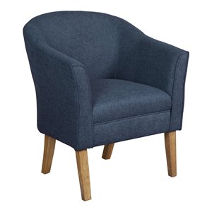 homepop wood and fabric chunky textured accent chair in dark blue