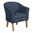 HomePop Wood and Fabric Chunky Textured Accent Chair in Dark Blue