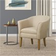 HomePop Transitional Wood and Fabric Barrel Accent Chair in Flax Brown