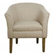 HomePop Transitional Wood and Fabric Barrel Accent Chair in Flax Brown