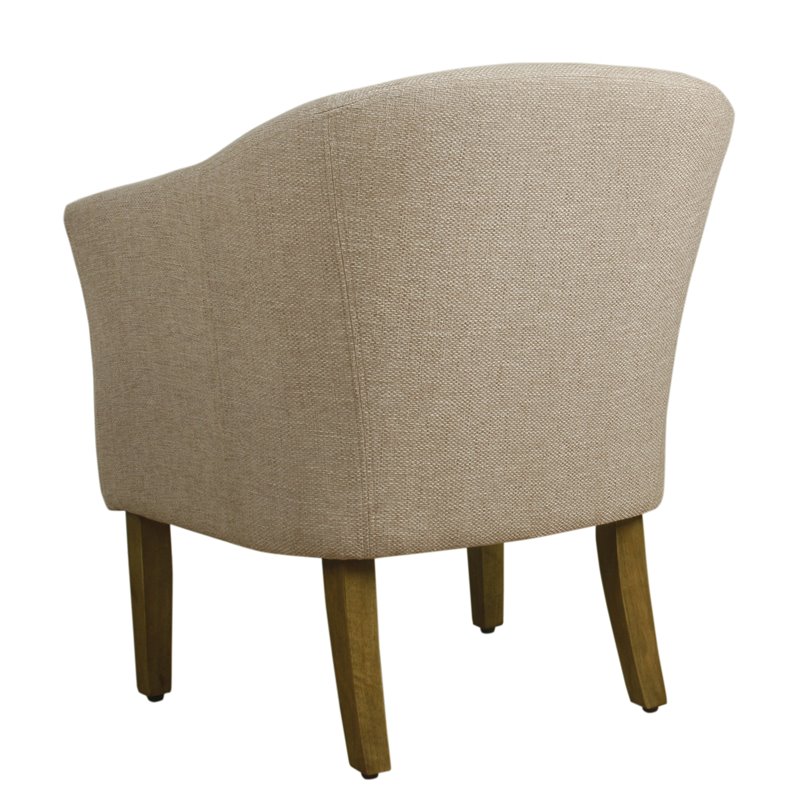 HomePop Transitional Wood and Fabric Barrel Accent Chair in Flax Brown