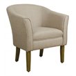 HomePop Transitional Wood and Fabric Barrel Accent Chair in Flax Brown